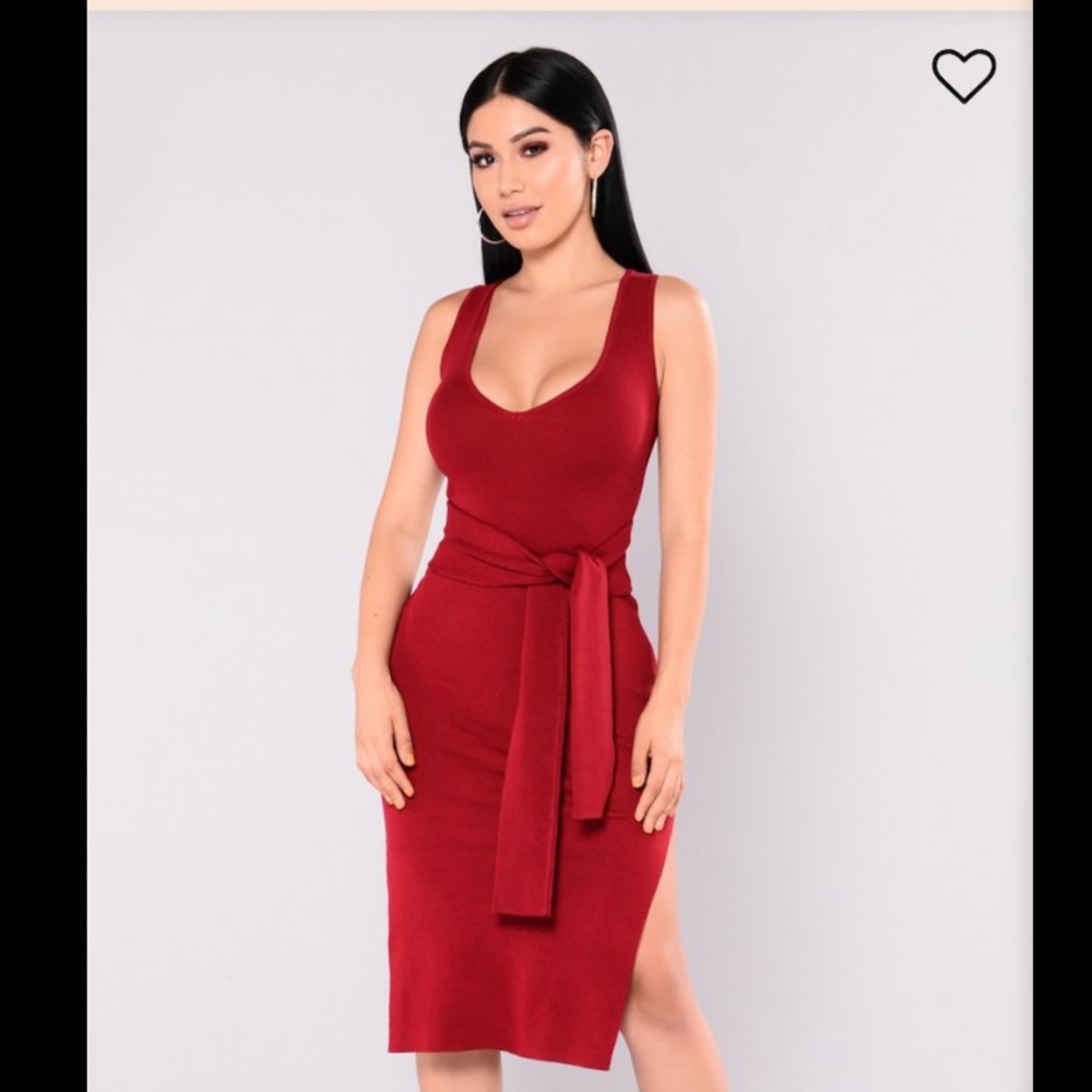 Fashion Nova He Loves My Style Burgundy Dress